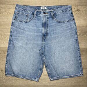 Levi Strauss Signature Shorts Mens 34 Blue Denim 100% Cotton Zip Fly Stonewash